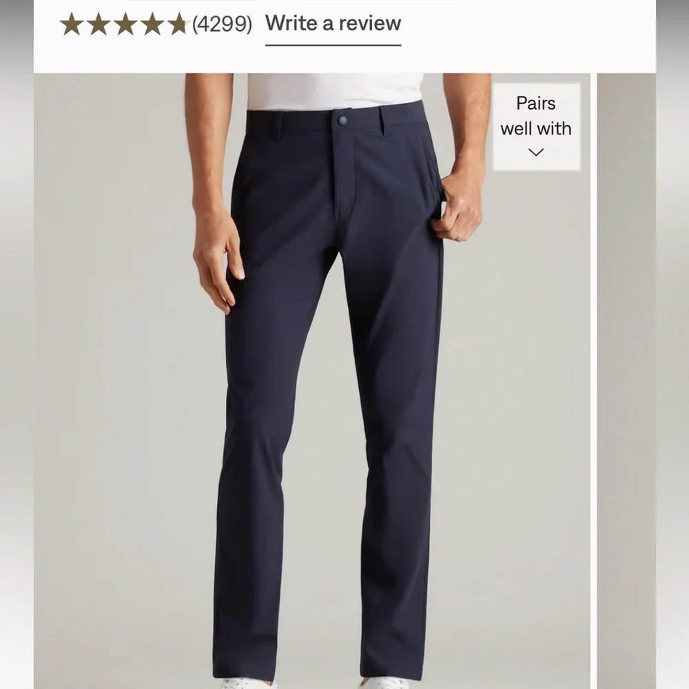 Rhône commuter slim pants in navy 31” - elevated performance work pant